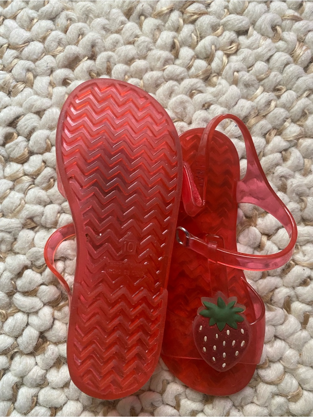 Old Navy Red Jelly Sandals with Strawberry Charm - Picture 3 of 3